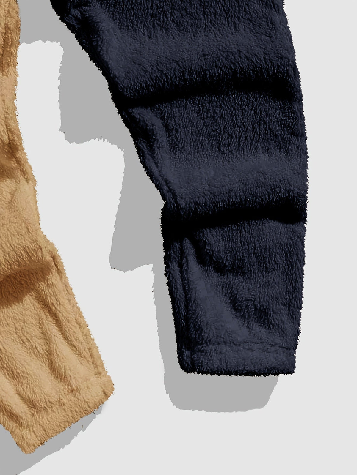 Mens sherpa fleece tracksuit in Navy, close-up of the jogger leg cuff