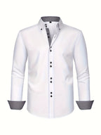Mens dress shirt in White, front view