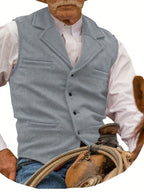 Herringbone Suit Vest for Men with Button Front