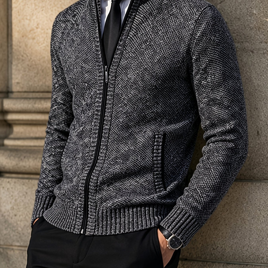 Patch Pockets Cardigan with Stand Collar