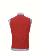 Herringbone Suit Vest for Men with Button Front