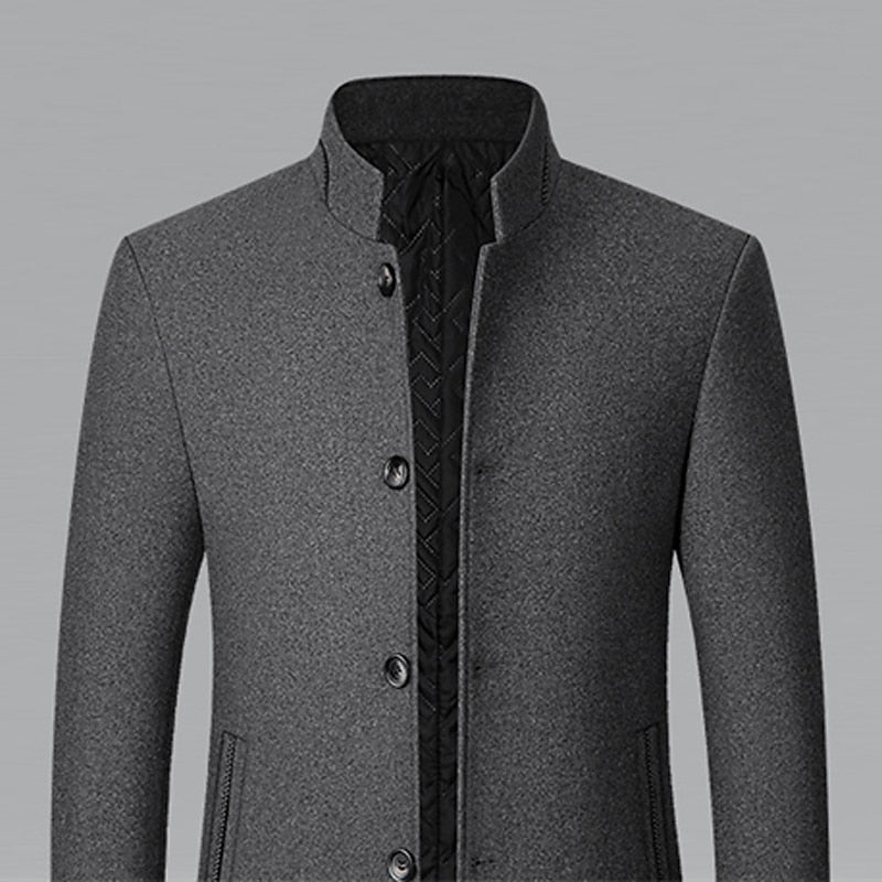 Mandarin Collar Jacket for Men with Button Front