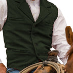 Military Green herringbone Suit Vest for Men with Button Front