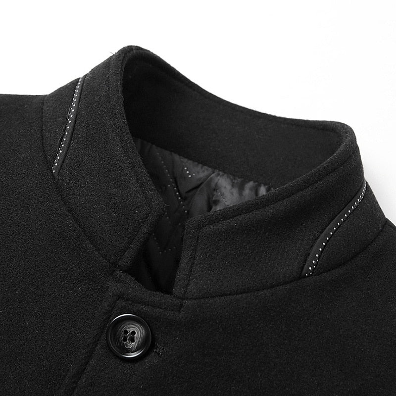 Mandarin Collar Jacket for Men with Button Front