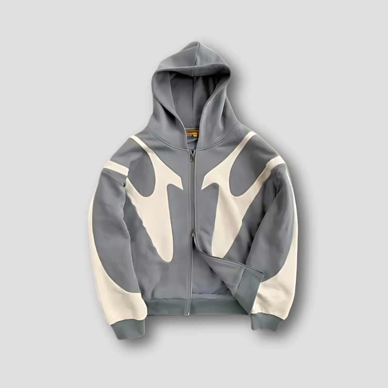 Gray Zip Up Hoodie for men