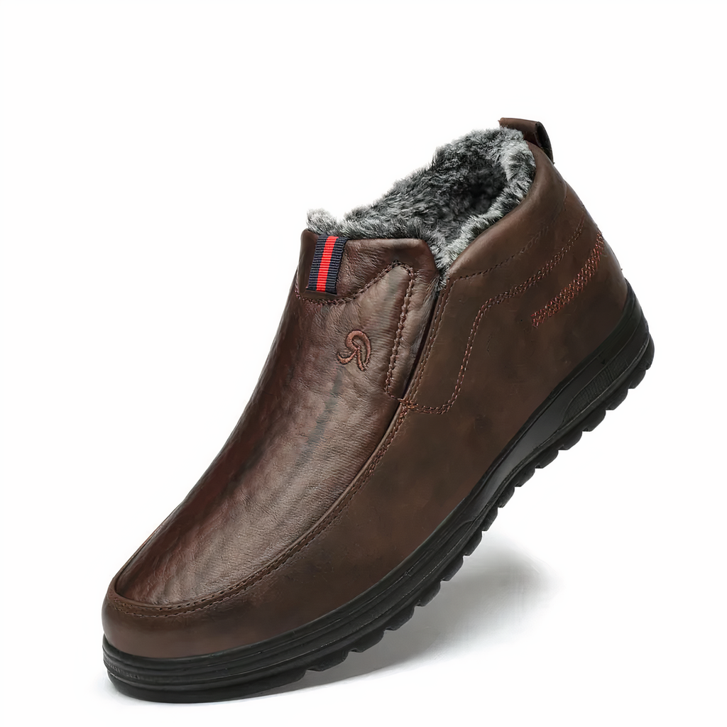 Slip On Leather Shoes with Fleece Lining