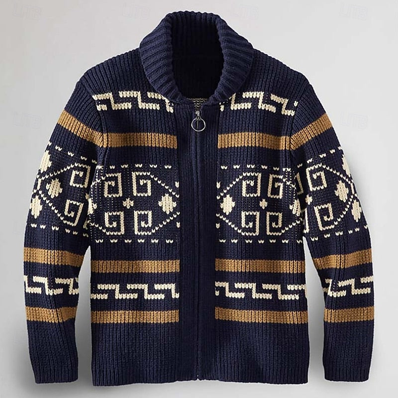 Nordic Patterned Cardigan for Men, view 1