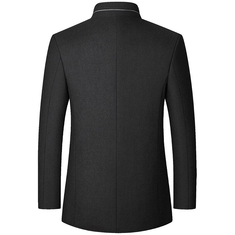 Mandarin Collar Jacket for Men with Button Front