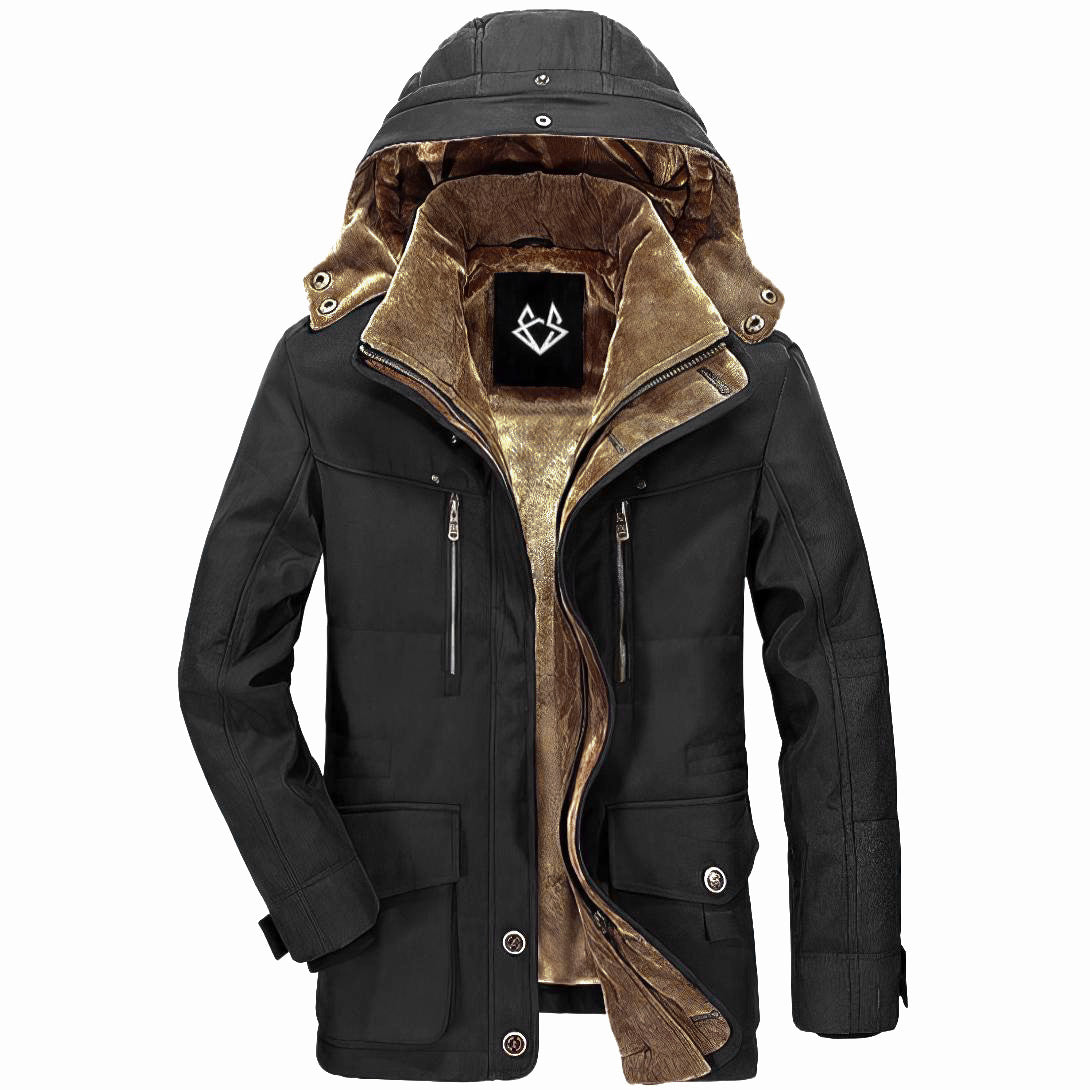 Black Fleece Lined Parka for men