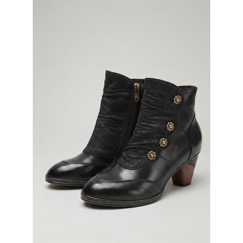 Womens ankle boots in Black, pair, front view
