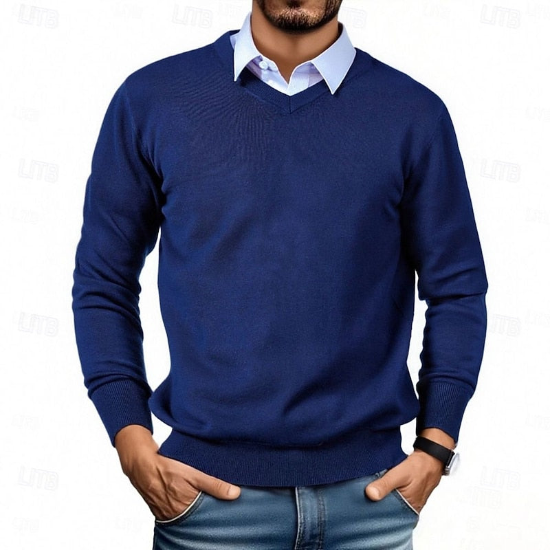 Soft Brushed V Neck Sweater for Men, view 1