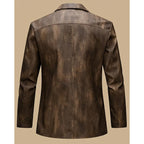 Faux Leather Blazer for Men with Button Front