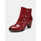 Womens ankle boots in Burgundy, single boot