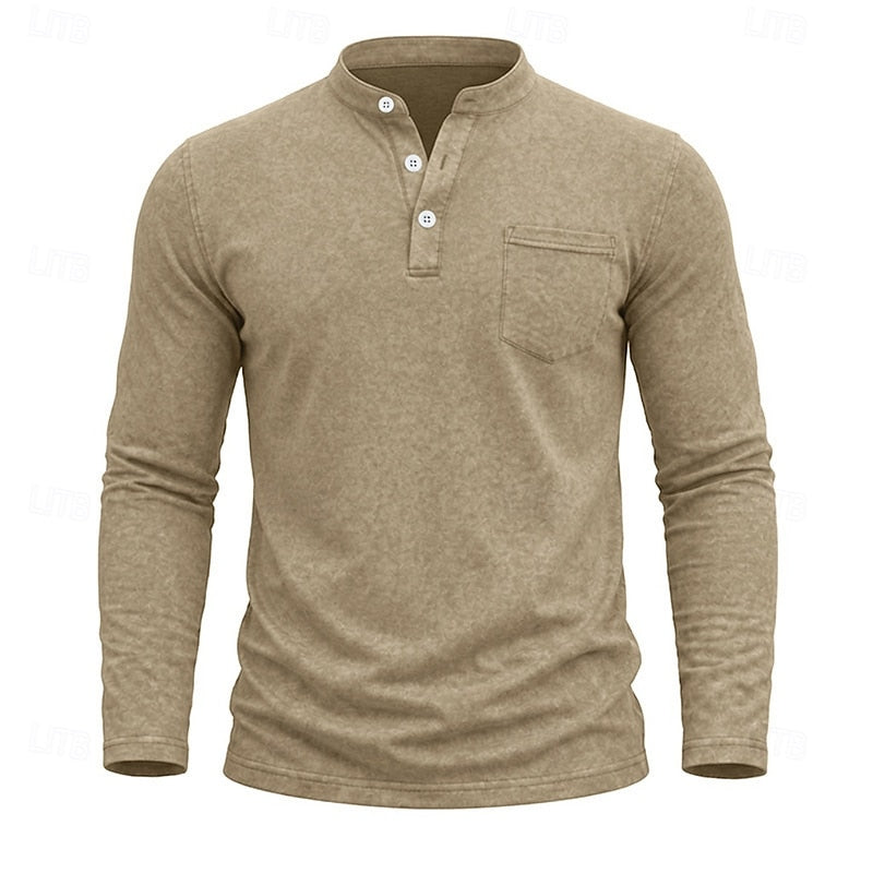 Chest Pocket Henley Shirt for Men, view 4
