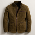 Brown stand Collar Suede Jacket for Men