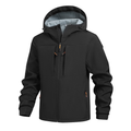 Mens softshell jacket in Black with lined hood and zip pockets