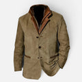 Casual blazer for men with a leather trim collar in khaki