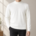 Mens mock neck sweater in White, front view