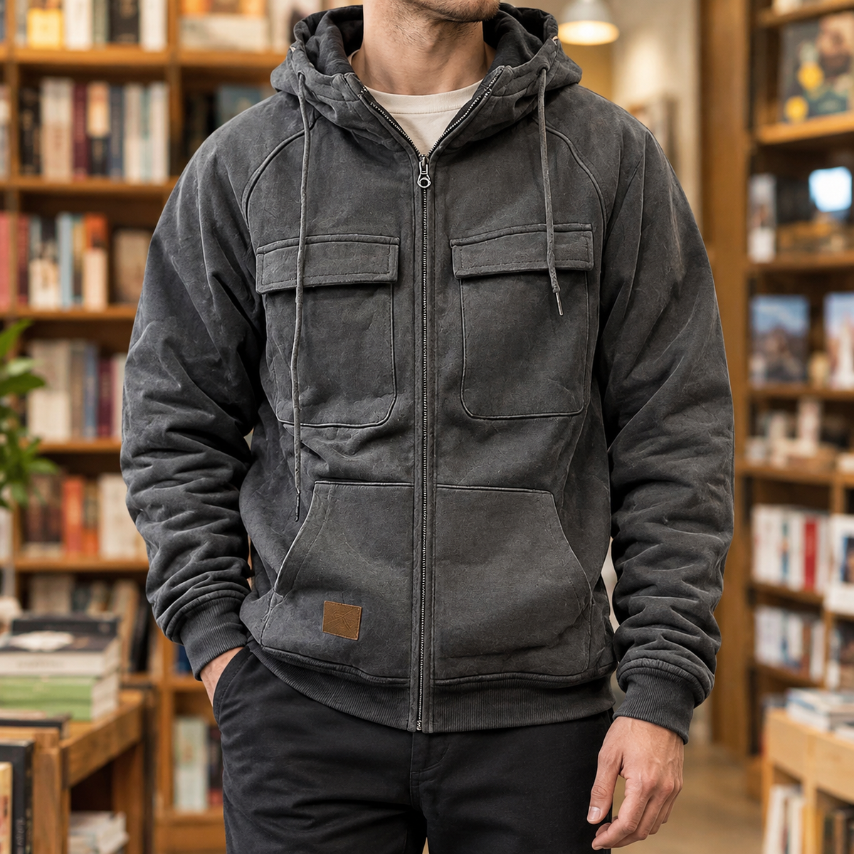 Hooded Work Jacket with Chest Pockets