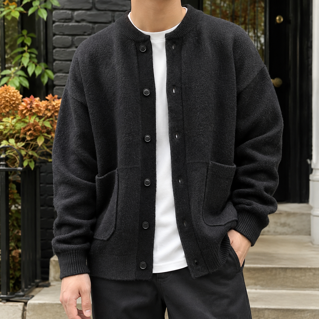 Button Front Cardigan with Patch Pockets