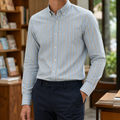 Striped Dress Shirt with Button Down Collar