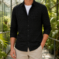Grid Check Flannel Shirt with Button Front