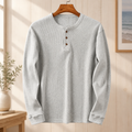 Long Sleeve Henley Shirt with Button Placket