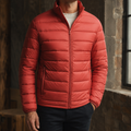 Stand Collar Down Jacket with Lightweight Quilting