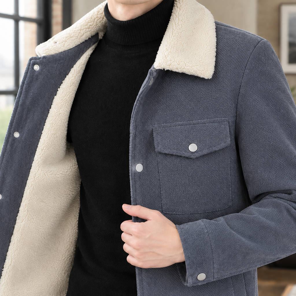 Sherpa Lining Shirt Jacket with Chest Pockets