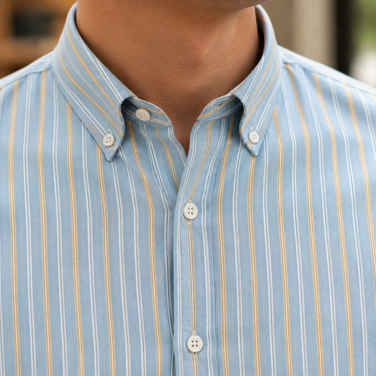 Striped Dress Shirt with Button Down Collar