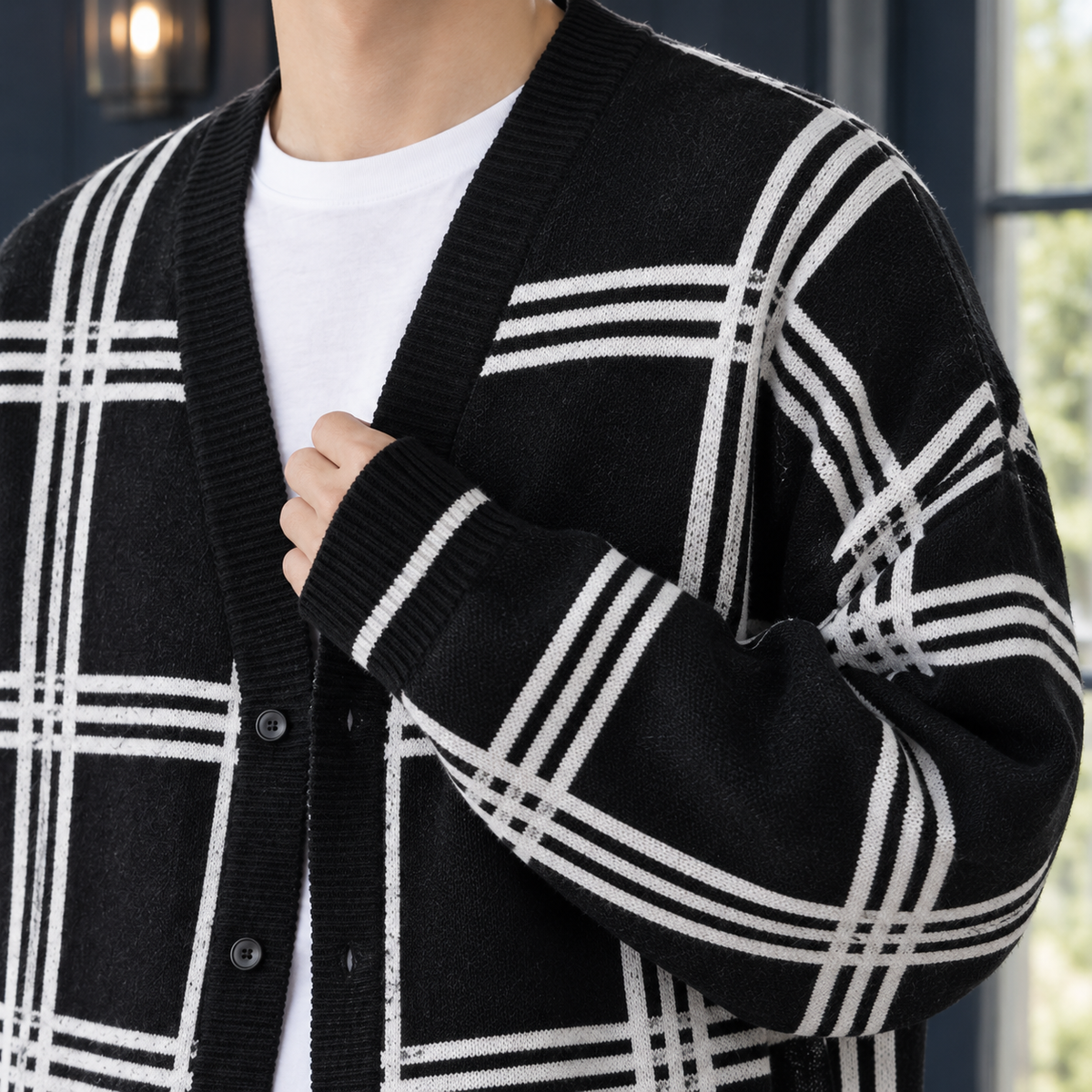 V Neck Cardigan with Button Front