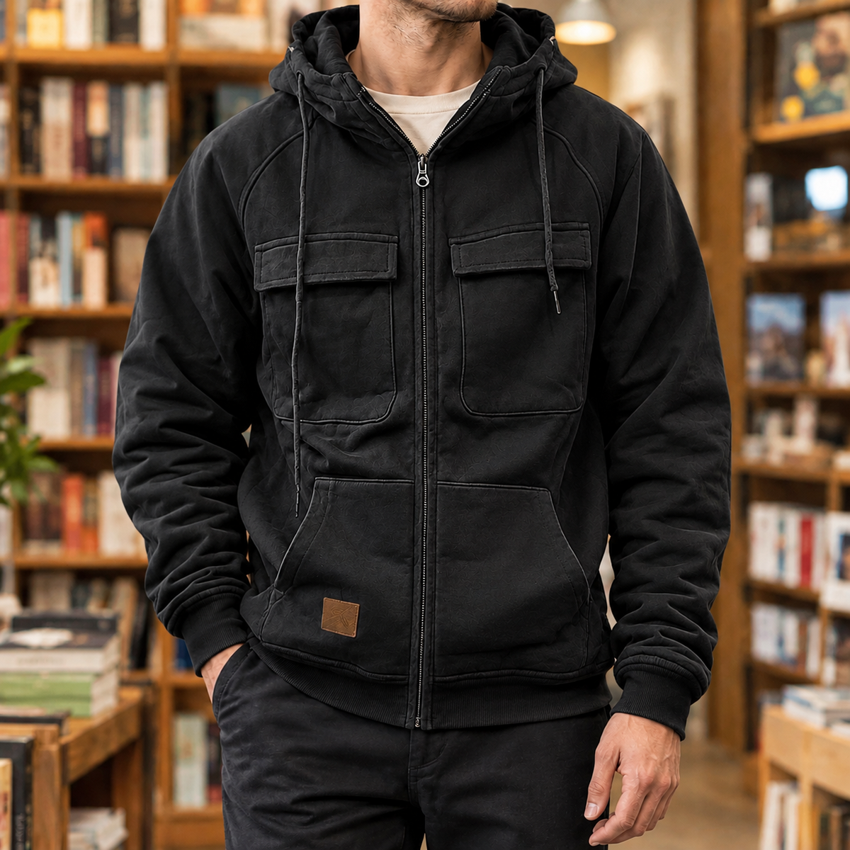 Hooded Work Jacket with Chest Pockets
