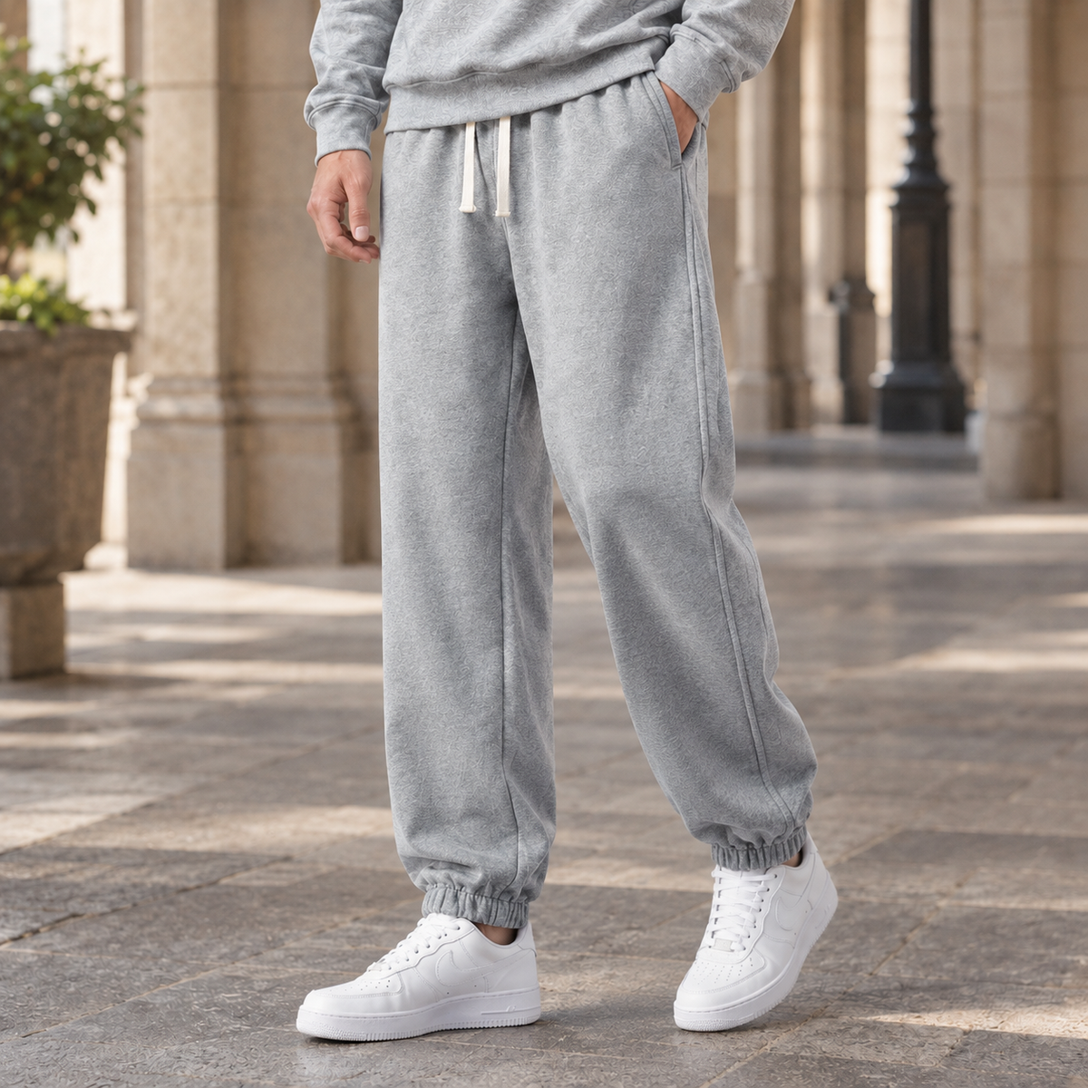 Drawstring Waist Joggers with Cuffed Hem