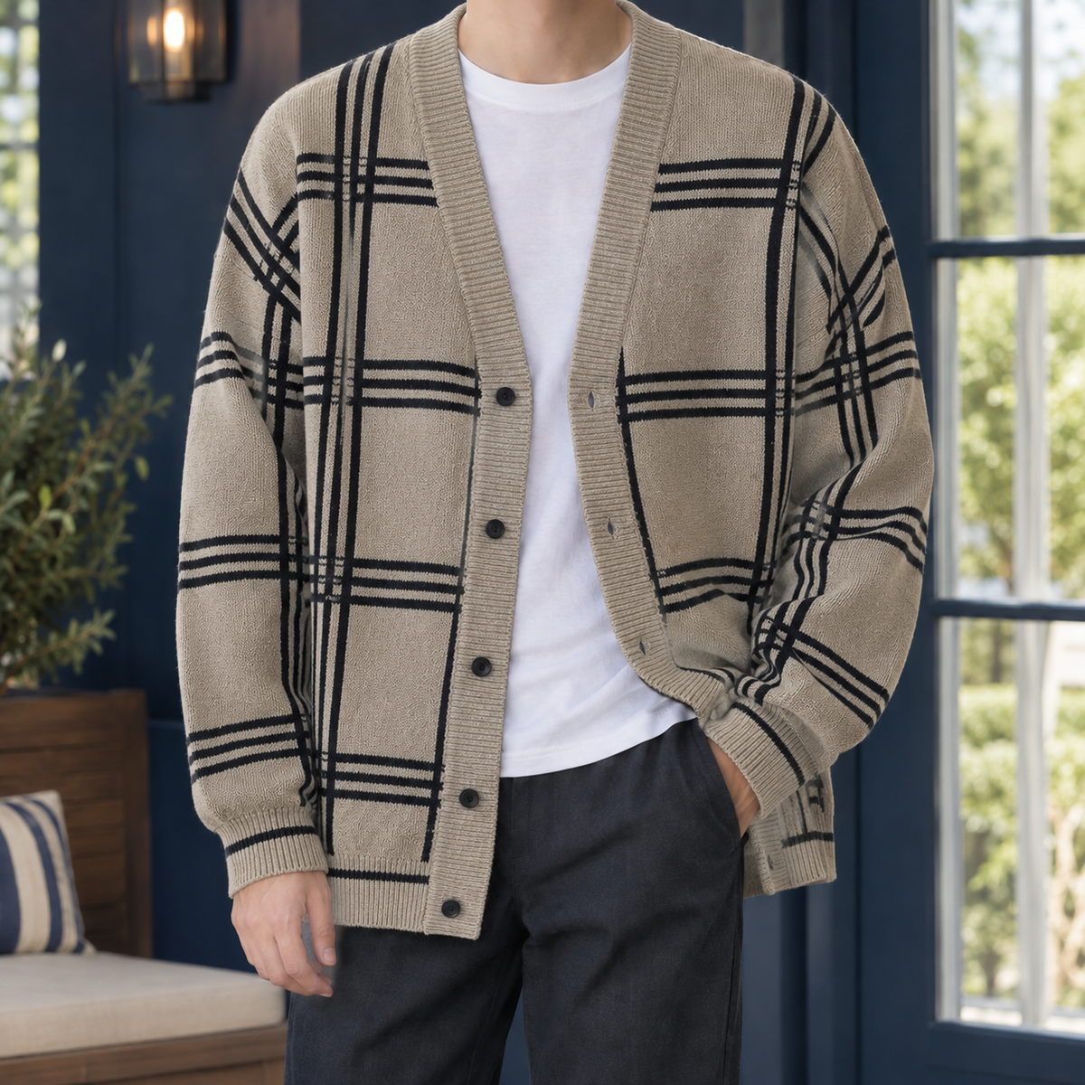 V Neck Cardigan with Button Front