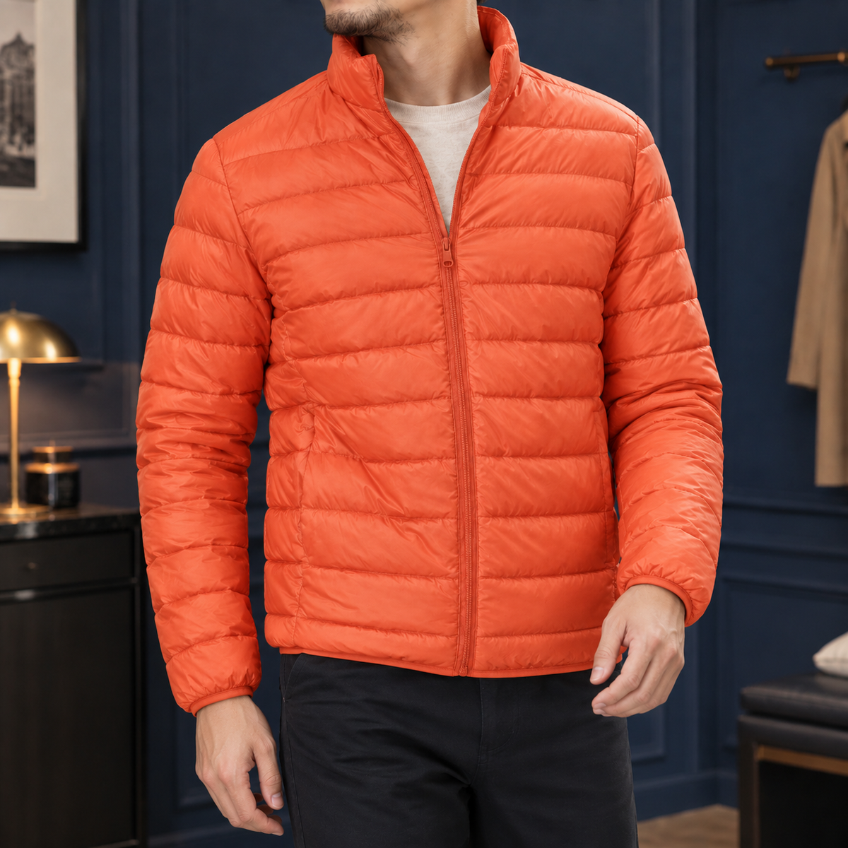Lightweight Quilting Down Jacket with Stand Collar