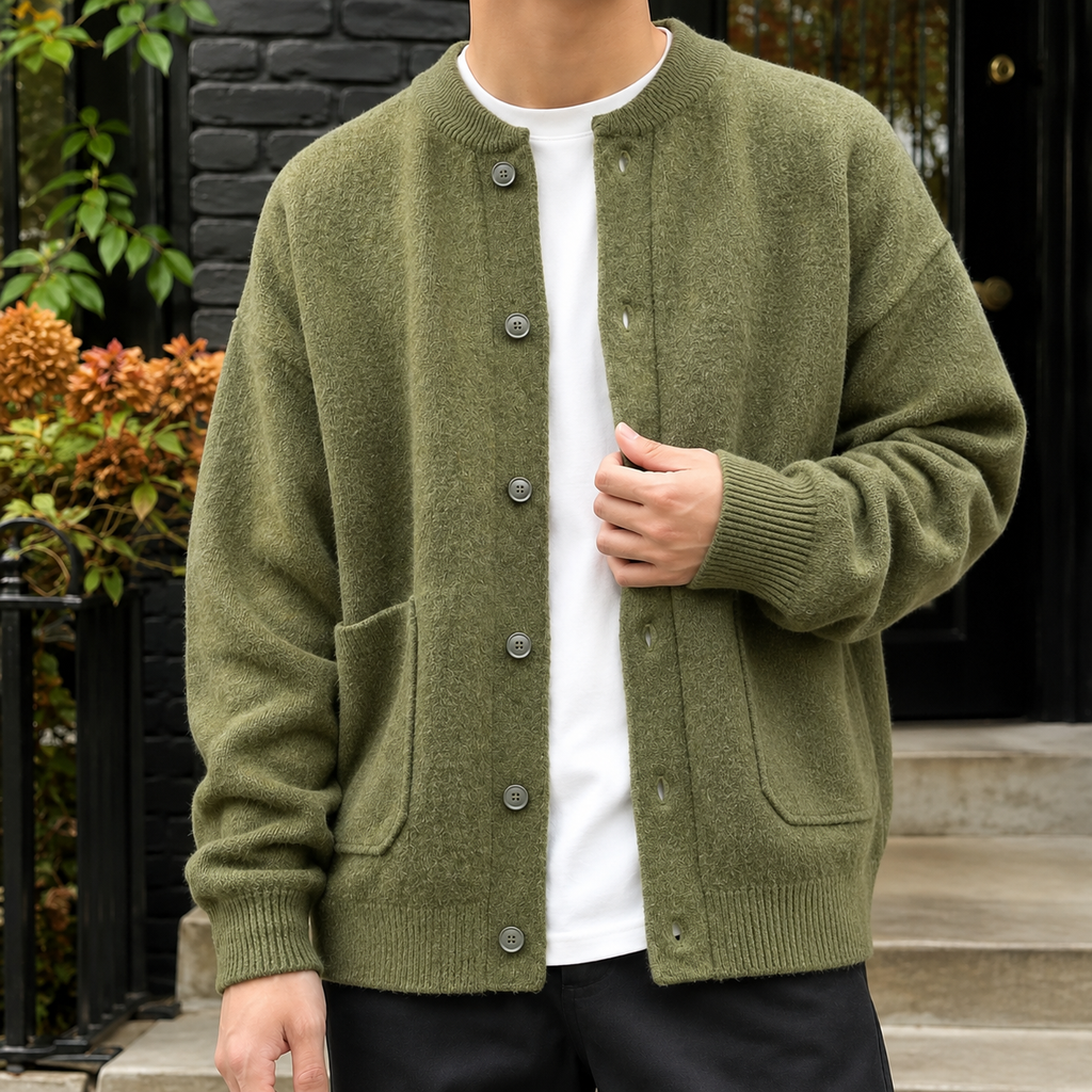 Button Front Cardigan with Patch Pockets