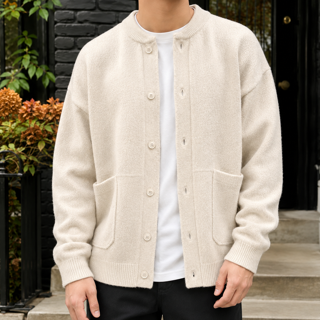 Button Front Cardigan with Patch Pockets