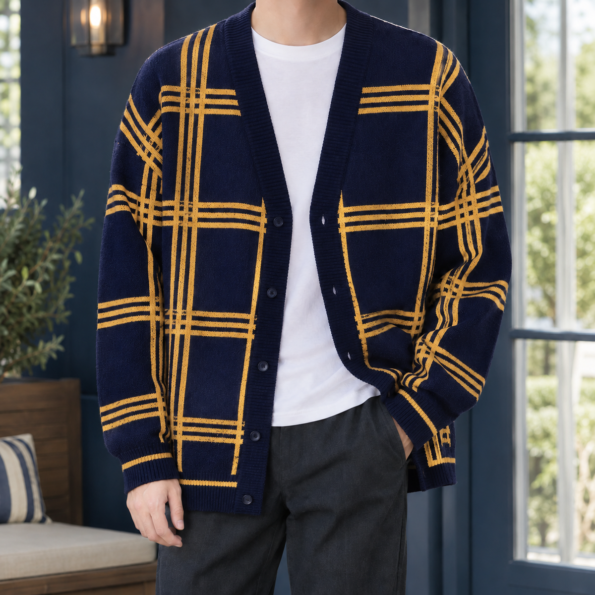 V Neck Cardigan with Button Front