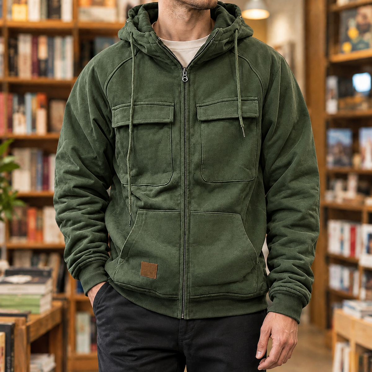 Hooded Work Jacket with Chest Pockets