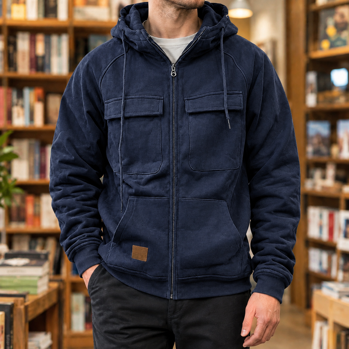 Hooded Work Jacket with Chest Pockets