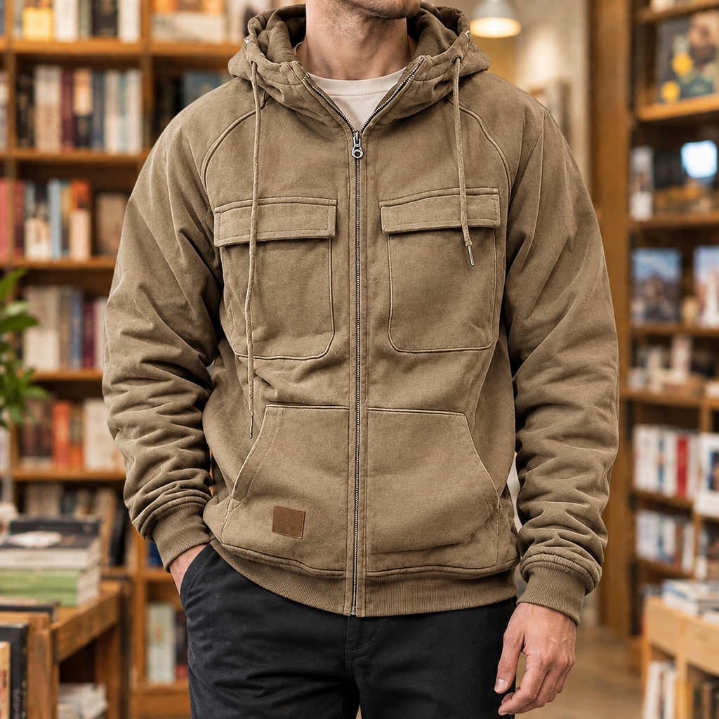 Hooded Work Jacket with Chest Pockets