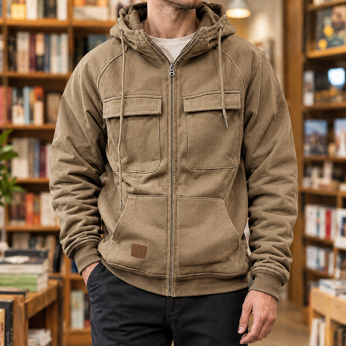 Hooded Work Jacket with Chest Pockets