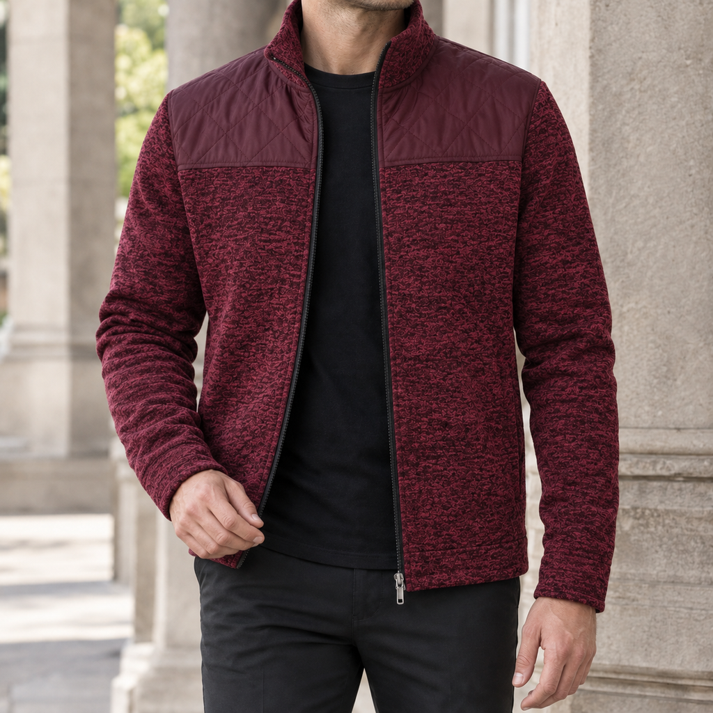 Contrast Yoke Fleece Jacket with Full Zip