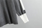 Womens tracksuit with contrast stripe trim in Gray, close-up of the contrast sleeve
