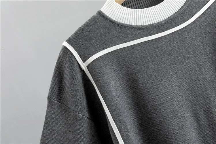 Womens tracksuit with contrast stripe trim in Gray, close-up of the contrast neck