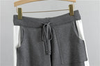 Womens tracksuit with contrast stripe trim in Gray, pants waist view