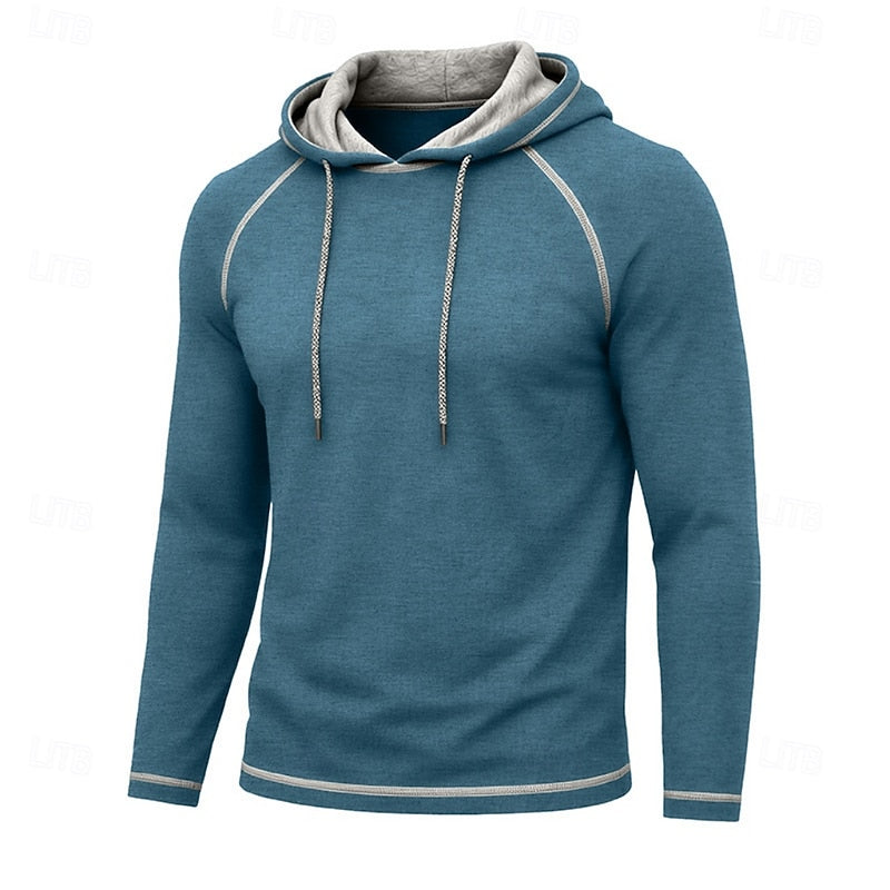 Mens pullover hoodie in Blue, front view