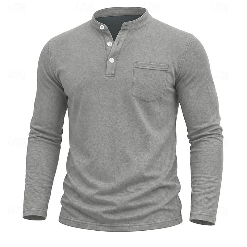 Chest Pocket Henley Shirt for Men, view 11