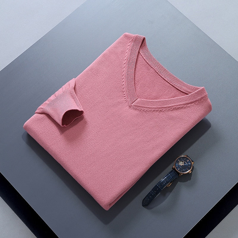 Pink soft Brushed V Neck Sweater for Men
