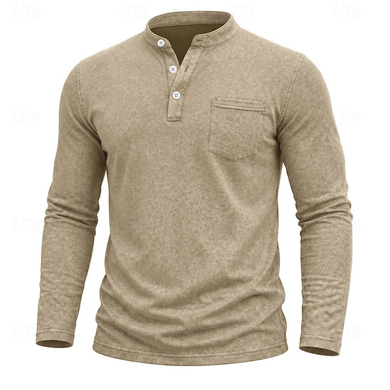 Chest Pocket Henley Shirt for Men, view 5